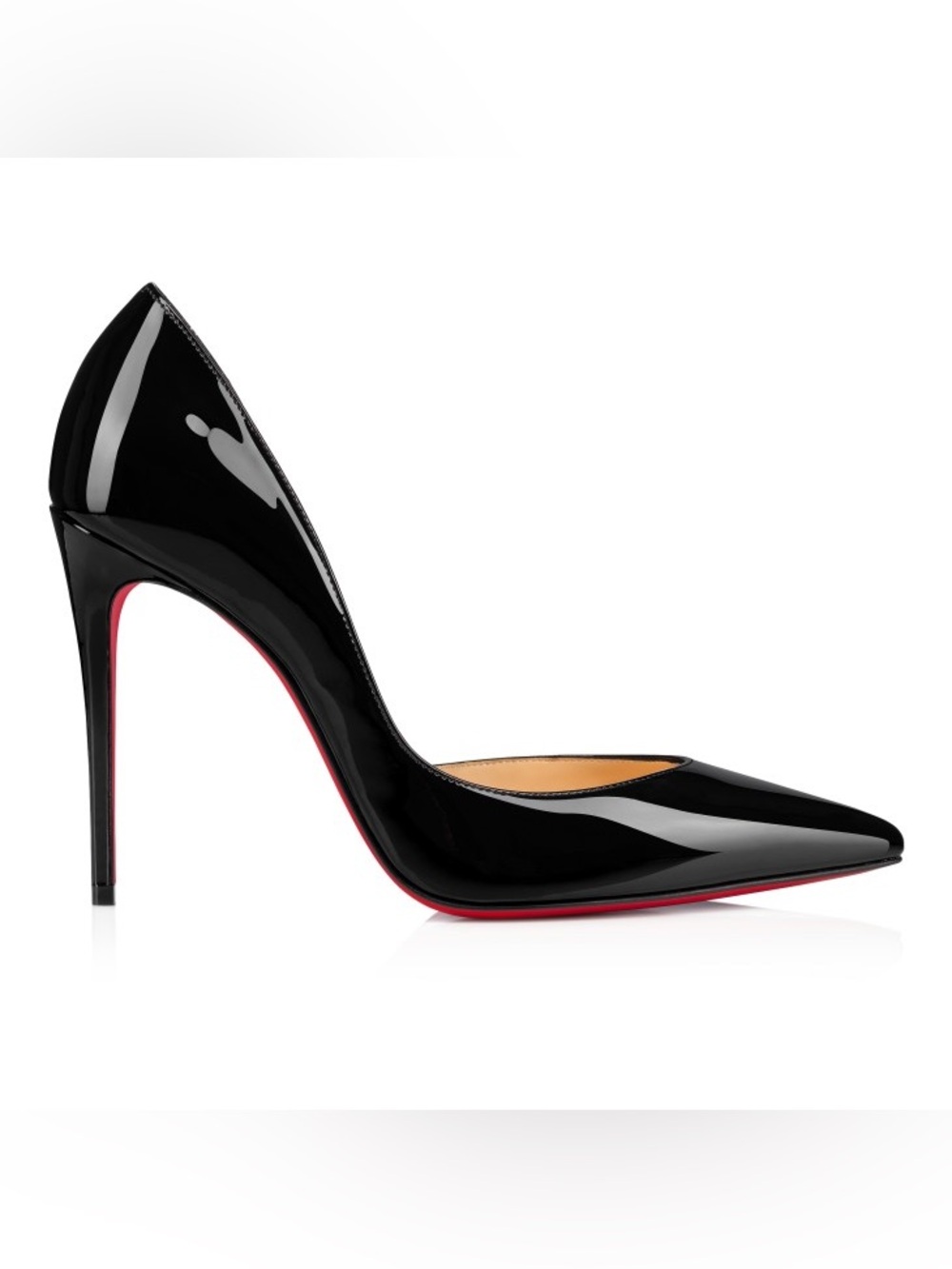 Christian Louboutin Iriza Black Patent Pointed-Toe Stiletto with Red Sole  NEW